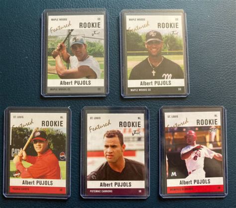 Albert Pujols Just Minors 5 Card Rookie Lotset College And Minor
