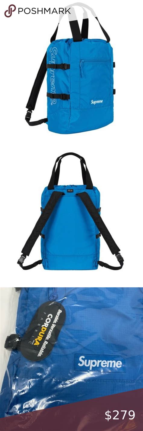 Supreme Ss19 Blue Cordura Tote Backpack Tote Backpack Red Shoulder