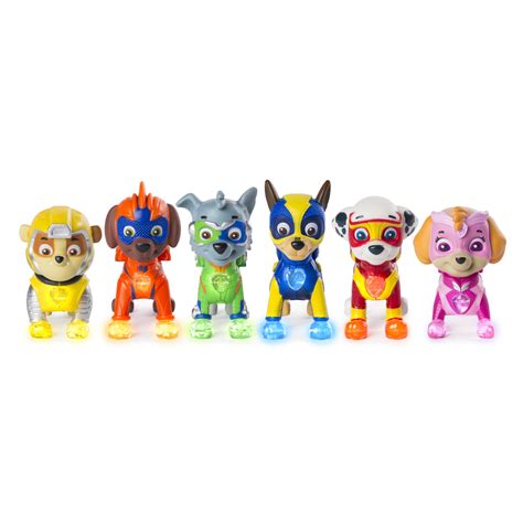 Paw Patrol Mighty Pups Pack T Set Figures Light Up Badges Paws My