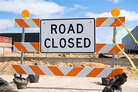 Road Closed Sign On Street Stock Image Image Of Street 69324165