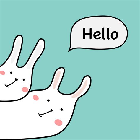 Hand Drawn Cute Bunny With Say Hello Design Element Vector Illustration