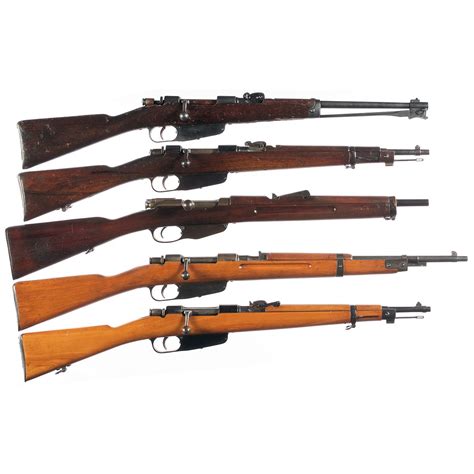 Five Military Bolt Action Longarms A 1938 Carcano Bolt Action Carbine