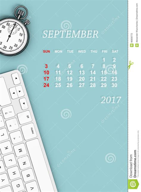 2017 Year Calendar August Calendar 3d Rendering Stock Illustration