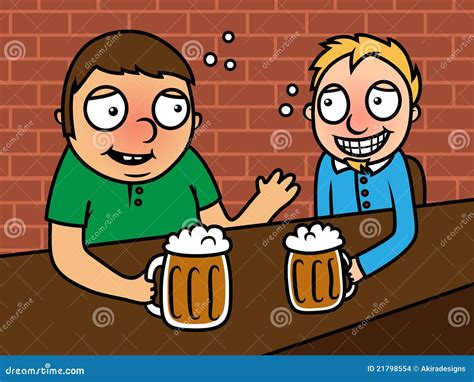 Drunk Alcoholic Men Drinking Beer In Bar Stock Illustration