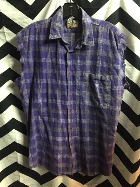 Flannel Shirt Wcutoff Sleeves Boardwalk Vintage