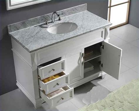 Want to shop bathroom vanities nearby? Virtu USA 48" Round Sink Bathroom Vanity set White VU-MS ...