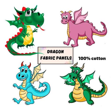 Dragon Fabric Panels Cotton Print Baby Fabric For Quilting Etsy