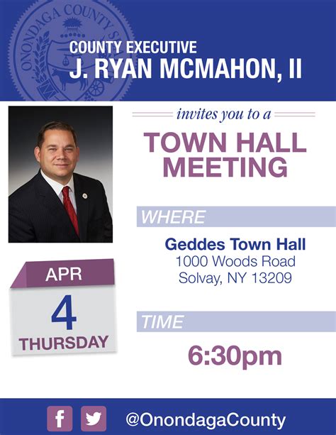 Mark Your Calendars County Exec Ryan Mcmahon Hosting Town Hall Meeting