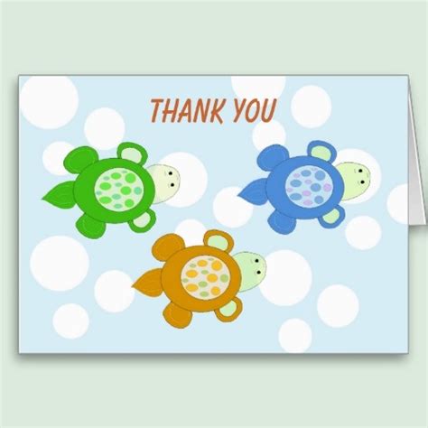 A Thank Card With Three Turtles On It