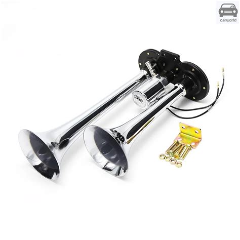 Dual Trumpet Electric Horn Loud Chrome Air Horn Speaker Kit 150db 12v