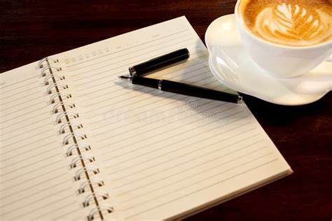 Coffee Cupnotebook And Pen Stock Image Image Of Desk Grain 37021665
