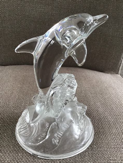 Vintage Glass Dolphin Sculpture 16 Cms H Etsy