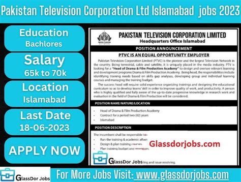 Pakistan Television Corporation Ltd Islamabad Jobs Ptv Jobs 2023