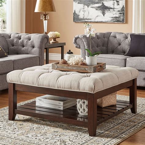 Homevance Tufted Upholstered Coffee Table Upholstered Storage Coffee