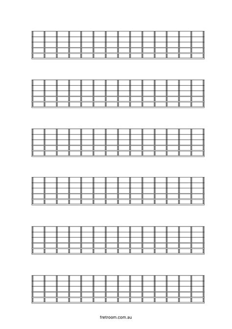 A4 Printable Strings Bass Guitar Blank Fretboard Chart Songwriting Tool