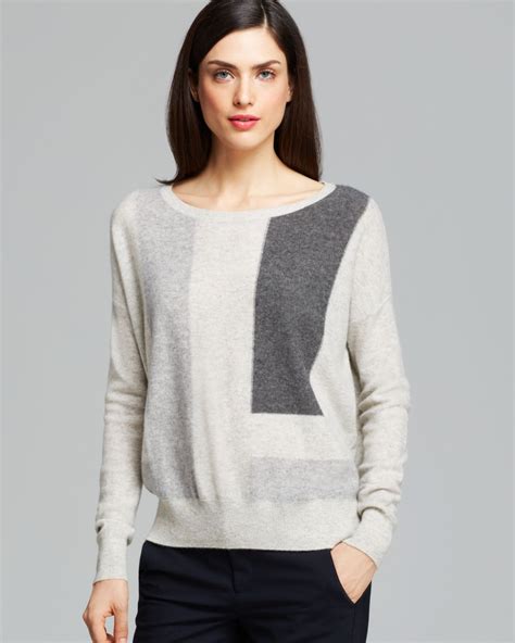 Lyst Vince Sweater Color Block Cashmere In White