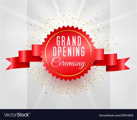 Grand Opening Ceremony Celebration Banner With 3d Vector Image