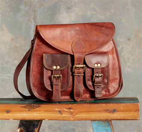 Brown Leather Satchel Style Saddle Bag By Paper High