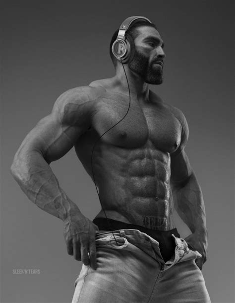 Headphones Gigachad Chad Image Funny Reaction Pictures Mens Muscle