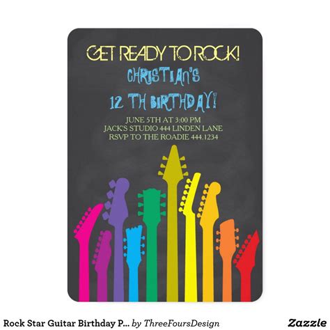 Rock Star Guitar Birthday Party Invitations Affiliate Ad Link Fun