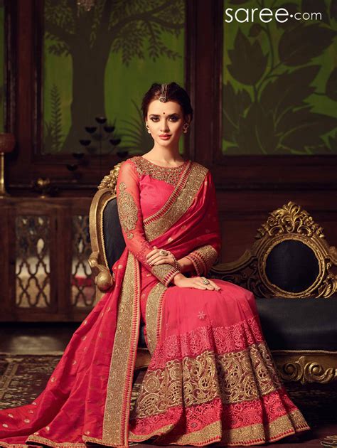 Pink Silk Saree With Embroidery Work Lehenga Style Saree Party Wear Sarees Online Party Wear