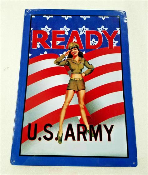 Ready For The Us Army Military Pinup Pin Up Girl Usa Metal Sign Sexy Girl Garage Plaques And Signs