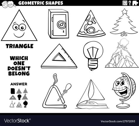 Triangle Shape Educational Task For Kids Coloring Vector Image