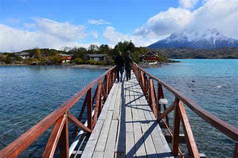 Landscape Of Lakebridge And Mountains In Patagonia Chile Stock Photo