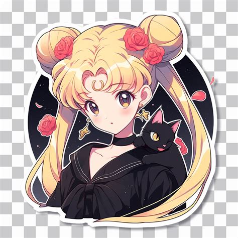 🌙 Free Sailor Moon With Luna Cat Sticker Png Download 🐱