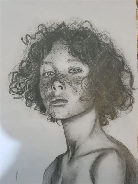 Freckles And Curly Hair Realistic Hair Drawing Drawings Of People