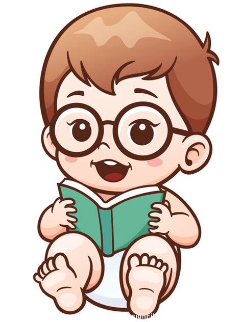 Baby Reading A Book Vector Illustration Vector Free Download