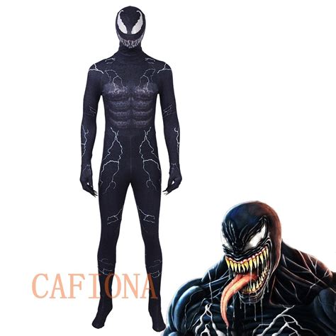 Spiderman Venom Cosplay Costume Mask Jumpsuit Black Edward Brock Dark