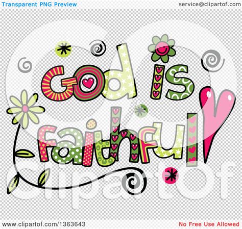 Clipart Of Colorful Sketched God Is Faithful Word Art Royalty Free