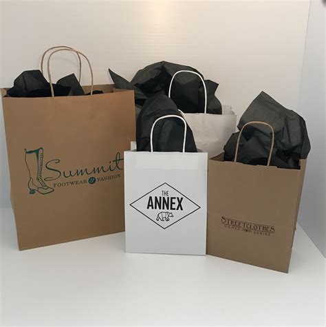 Custom Ink Printed Kraft Or White Paper Shopping Bags With Handles 500