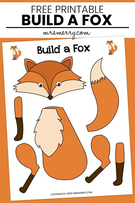 Build A Fox Free Kids Activities Printable Mrs Merry Fox Craft