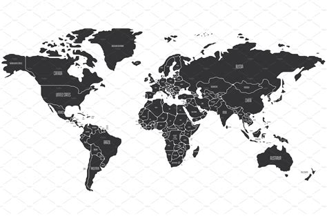 Simplified Smooth Border World Map Illustrations Creative Market