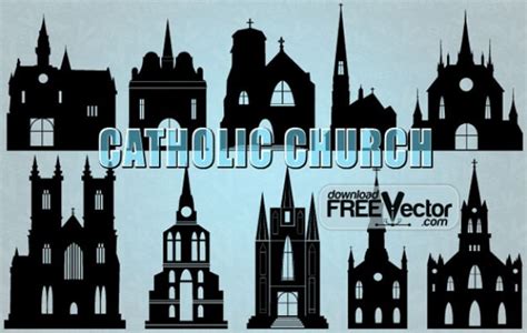 Silhouette Of Catholic Church Vector Illustration Vector Free Download