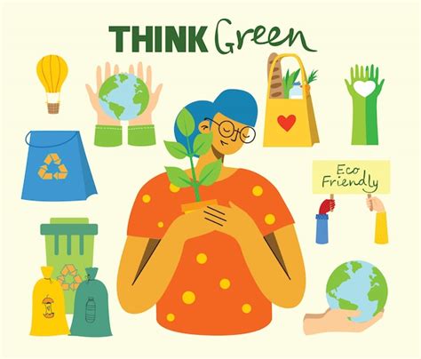 Premium Vector Set Of Eco Save Environment Pictures People Taking