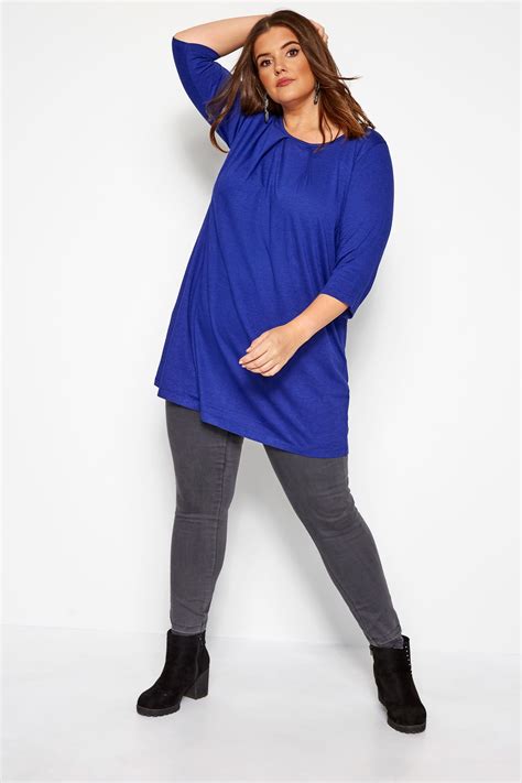 Cobalt Blue Tunic With Pleated Front Yours Clothing