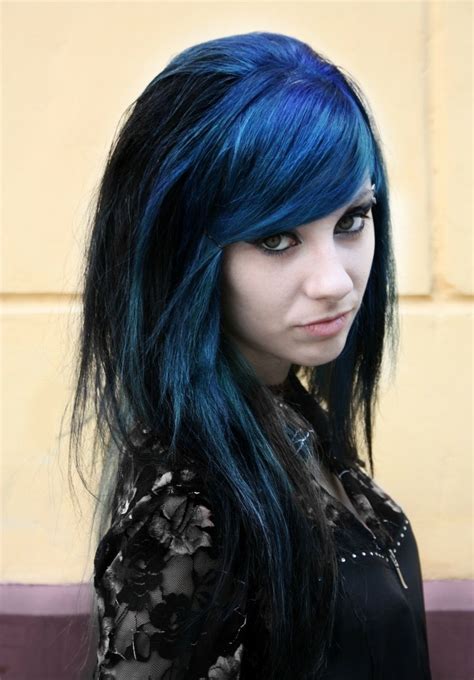 Gothic Hairstyles Pretty Hairstyles Blue Black Hair Color Dark Blue Purple Chica Punk