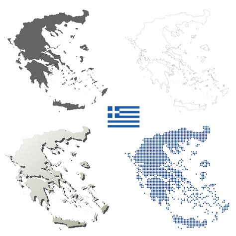 Premium Vector Greece Vector Outline Map Set
