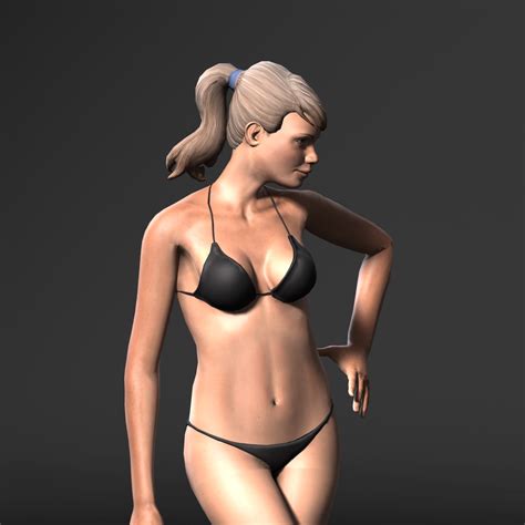 Woman In Bikini Rigged D Game Character Low Poly D Model Cad Files My