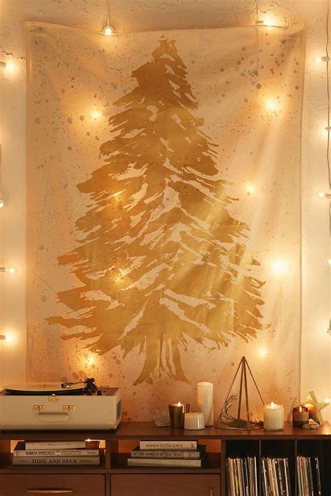 Gold Foil Tree Tapestry Tree Tapestry Tapestry Wall Art Christmas