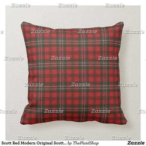 Scott Red Modern Original Scottish Tartan Throw Pillow Scottish Clan
