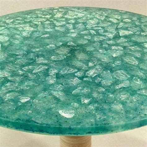 Ice Side Table Clear Art Glass In Resin Matrix Glass Art Side Table
