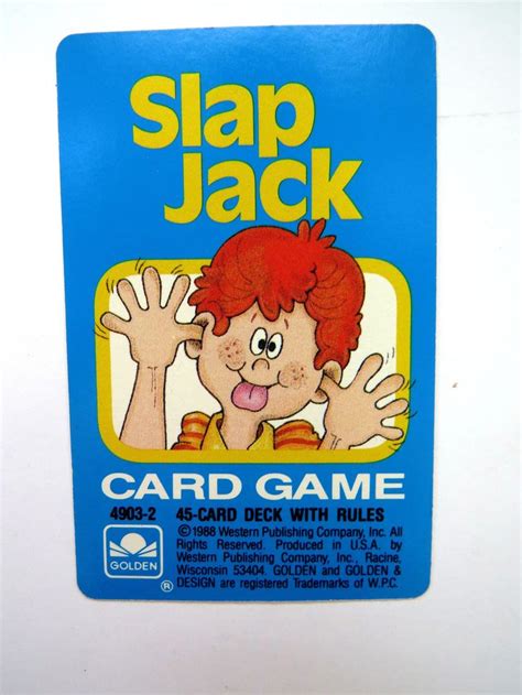If a player slaps at any card in the center that is not a jack, they must give one card, face down, to the player of that card. 1980s SLAP JACK Card Game by Western Publishing Co Single | Etsy | Card games, Playing card ...
