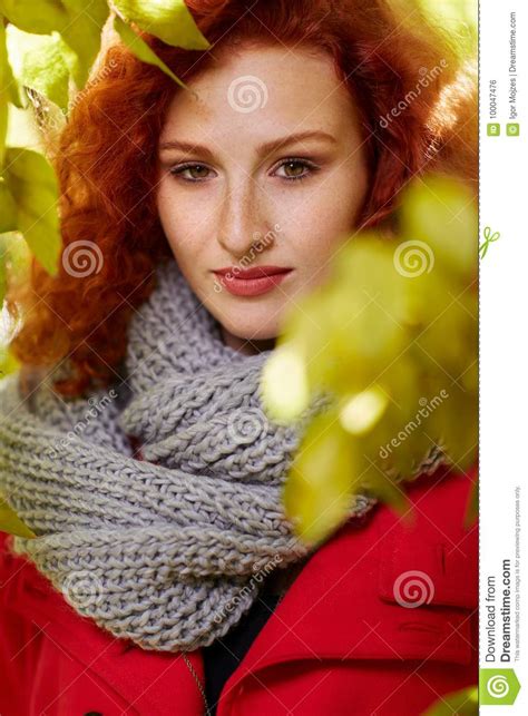 Red Hair Woman In Nature Stock Photo Image Of Orange
