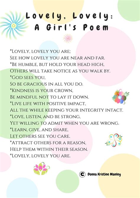 Lovely Lovely A Girls Poem Poster Poems Words Of Encouragement