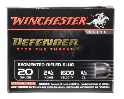 Winchester Ammo S20pdx1s Defender 20 Gauge 275 34 Oz Rifled Slug