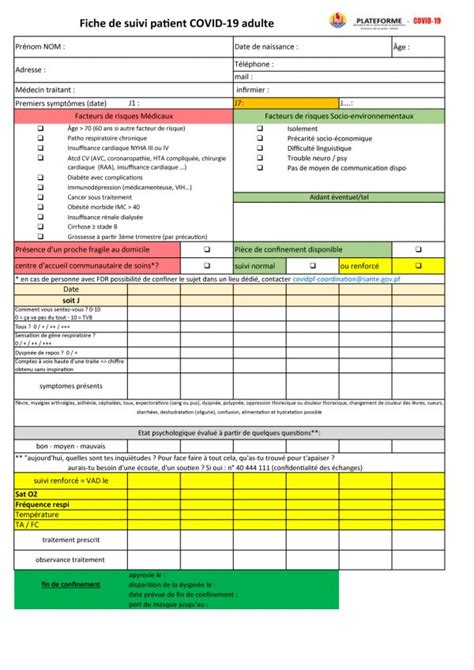 Fiche De Suivi Patient Covid 19 Adulte Direction De La Santé De